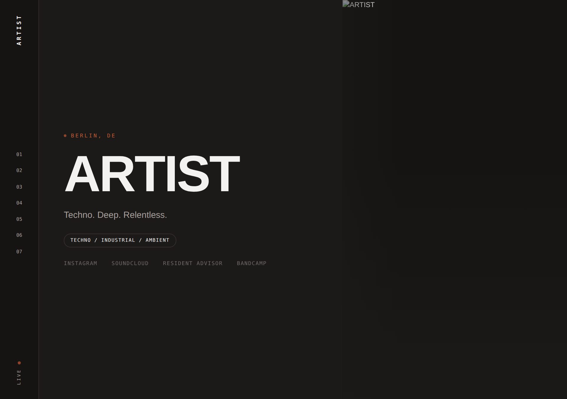 OXIDE theme — Near-Black · Oxide Red · Rail Nav