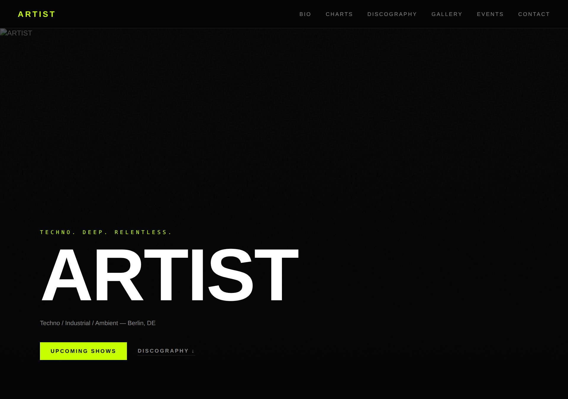 VOID theme — Black · Acid Green · Sticky Nav